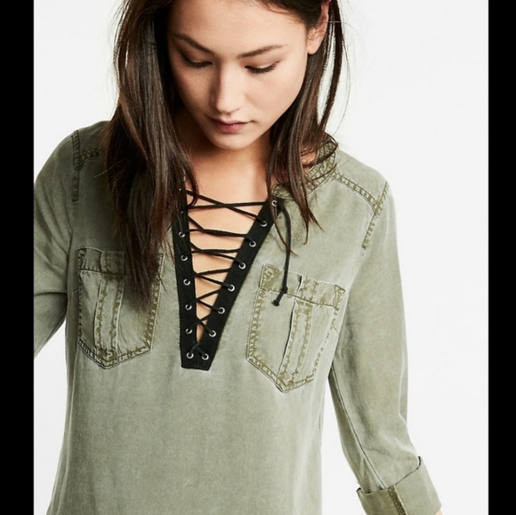 Expres♡Lace-up Tunic♡Dress - Picture 4 of 8